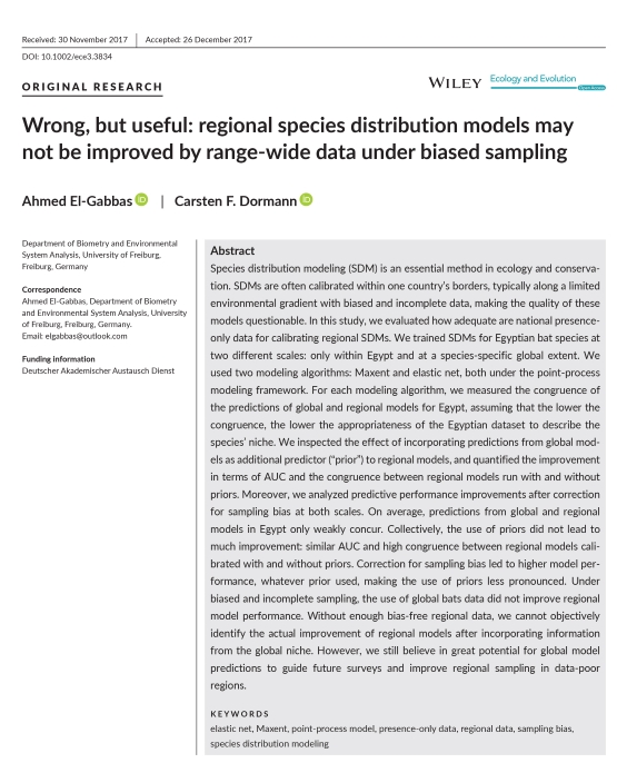 Ahmed El-Gabbas, Carsten F. Dormann - 2018 - Wrong, but useful: regional species distribution models may not be improved by range-wide data under biased sampling